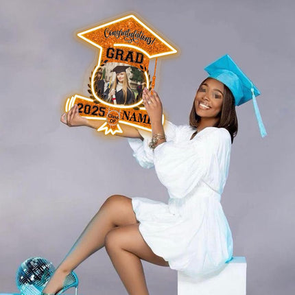 UUBAO Custom Graduation Gift LED Neon Signs Class of 2025 Personalized Photo Congrats Grad USB Powered (Orange)