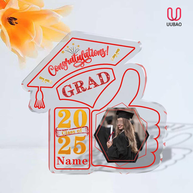 UUBAO Personalized Graduation Decorative Signs Plaques Class of 2024 Desk Paperweight Farewell Memorial Gift with Photo(Red)