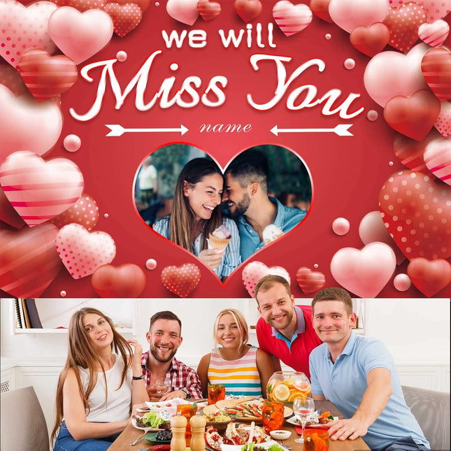 UUBAO Custom We Will Miss You Decorations Banner,Farewell Going Away Party Decorations for Anniversary Retirement Graduation Party(Red)