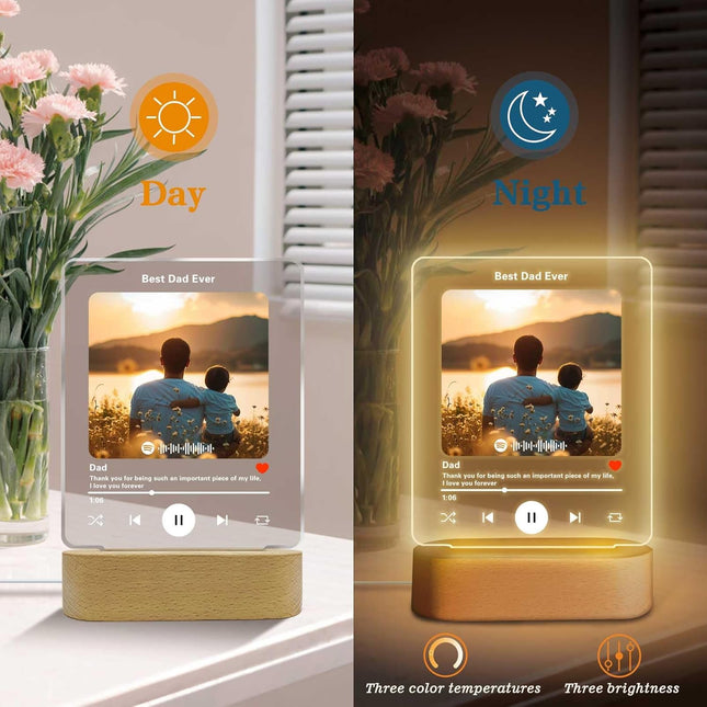 UUBAO Customized Acrylic LED Night Light Lamp Personalized Father's Day Gifts Custom Photo Gifts for Dad