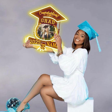 UUBAO Custom Graduation Gift LED Neon Signs Class of 2025 Personalized Photo Congrats Grad USB Powered (Maroon)