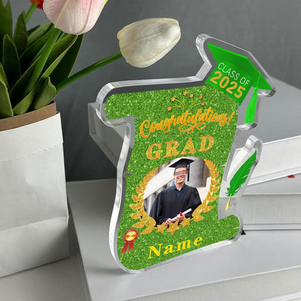 UUBAO Personalized Graduation Gift Class of 2025 Desk Paperweight Farewell Memorial Decorative Signs Plaques with Photo (Light Green)