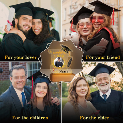 UUBAO Personalized Night Light Class of 2025 Graduation Gift for Junior High School College Teachers and Classmates(Black and Gold)