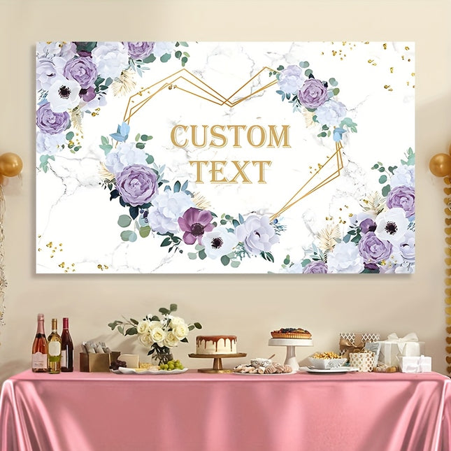 UUBAO Custom Floral Banner for Bridal Shower with Text Personalized Photography Background Couple Wedding Party Decorations