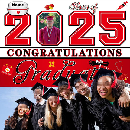 UUBAO Custom Nurse/Medical Students Graduation Party Decorations 2025 Personalization Congrats Grad Backdrop Banner