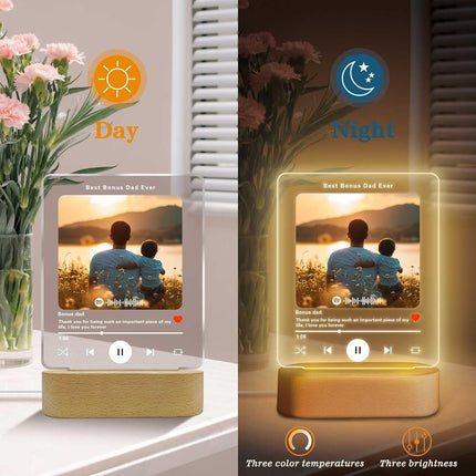 UUBAO Customized Acrylic LED Night Light Lamp Personalized Father's Day Gifts Custom Photo for Bonus Dad