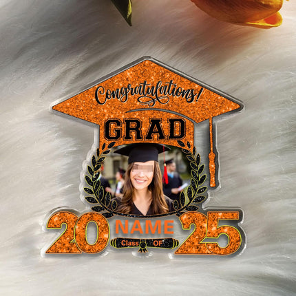 UUBAO Customized Graduation Plaque with Photo Crystal Desktop Keepsake Gift (Orange)