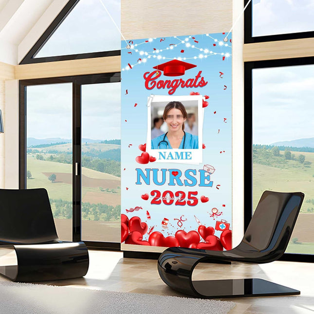 UUBAO Custom Nurse/Medical students Graduation Party Decorations Class of 2025  Front Door Porch Sign Backdrop Banner