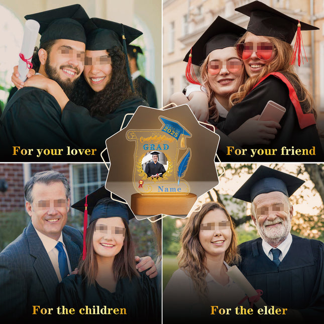 UUBAO Personalized Night Light Class of 2025 Graduation Gift for Junior High School College Teachers and Classmates(Sky Blue)