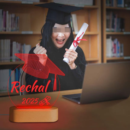 UUBAO Personalized Graduation Lamp Gifts for Her or Him Class of 2025 Custom Name College & Year Congrats Grad 3D Illusion Night Light Decoration for High School Graduation or University (Mortarboard)