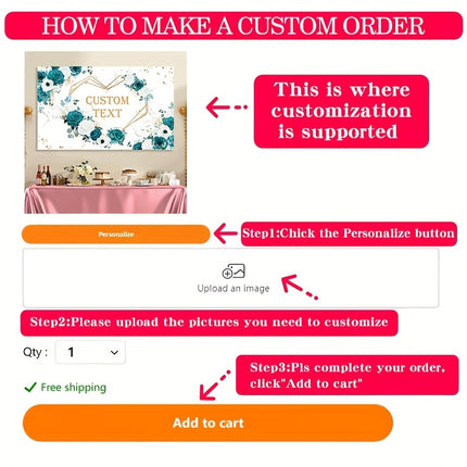 UUBAO Custom Floral Banner for Bridal Shower with Text Personalized Photography Background Couple Wedding Party Decorations