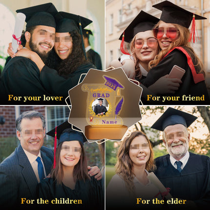 UUBAO Personalized Night Light Class of 2025 Graduation Gift for Junior High School College Teachers and Classmates(Purple)