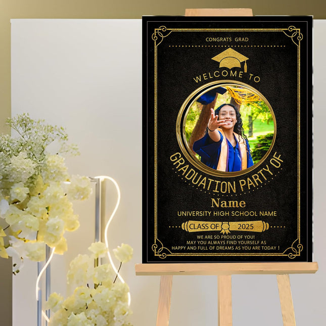 UUBAO Customized Welcome Sign for Graduation Party Personalized Acrylic Sign with Photo Name Class of 2025 Graduation Decor(Book)