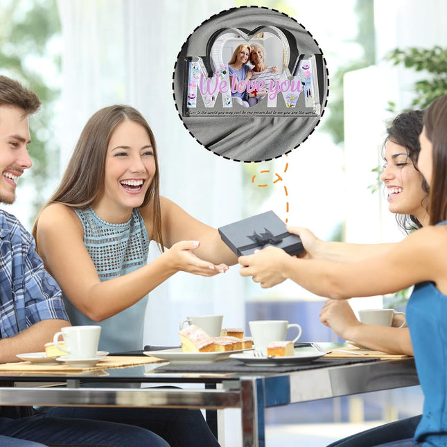 UUBAO Custom Mother’s Day Personalized Acrylic Plaque with Photos Name Gifts for Mom (Blue Heart)