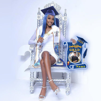 UUBAO Custom Graduation Gift LED Neon Signs Class of 2025 Personalized Photo Congrats Grad USB Powered (Blue and Gold)