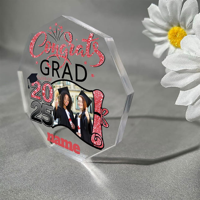 UUBAO Personalized Graduation Gift Class of 2025 Desk Paperweight Farewell Memorial Decorative Signs Plaques with Photo (Pink)