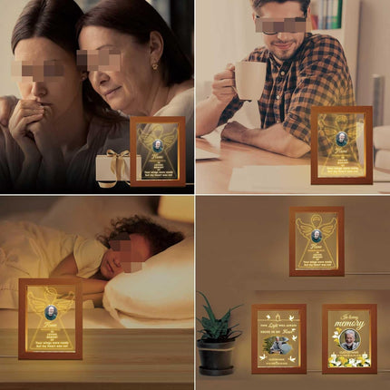 UUBAO Personalized Memorial Gift Night Light Customized Light Up Picture Frames Acrylic Led Plaque Lamp Sympathy Remembrance Gift(Angel Wing)