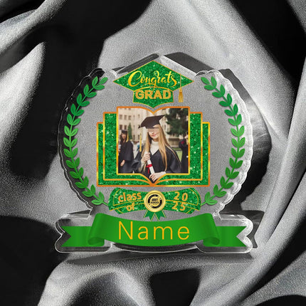 UUBAO Customized Graduation Plaque with Single Picture Custom Picture 2025 Congrats Grad Crystal Desktop Farewell Keepsake Gift (Dark Green)