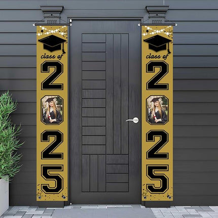 UUBAO Custom Graduation Party Decorations 2025 Personalization Congrats Grad Banner Graduation Front Door Porch Sign Backdrop(Champagne)