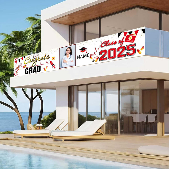 UUBAO Custom Nurse/Medical Students Graduation Party Backdrop Banner 2025 Photo Booth Prop Wall Decorations Indoor/Outdoor