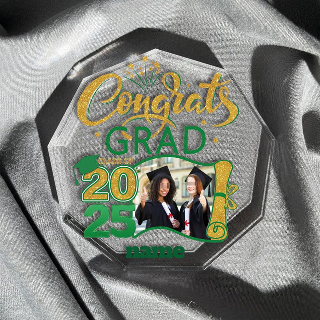 UUBAO Personalized Graduation Gift Class of 2025 Desk Paperweight Farewell Memorial Decorative Signs Plaques with Photo (Dark Green)