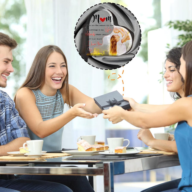 UUBAO Custom Mother‘s Day Personalized Acrylic Plaque with Photos Name Gifts for Mom (Heart)