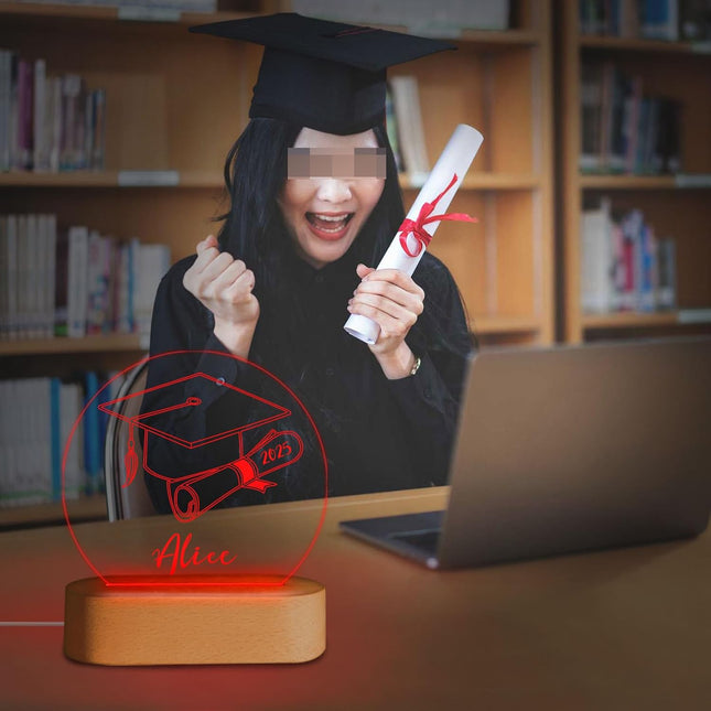 UUBAO Personalized Graduation Lamp Gifts for Her or Him Class of 2025 Custom Name College & Year Congrats Grad 3D Illusion Night Light Decoration for High School Graduation or University (Scroll)