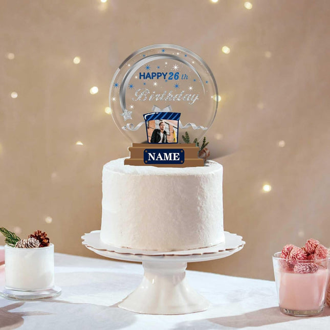 UUBAO Customized Birthday Gift Acrylic Plaque Custom Picture Crystal Desktop Keepsake Gift Birthday Decorations(Blue)