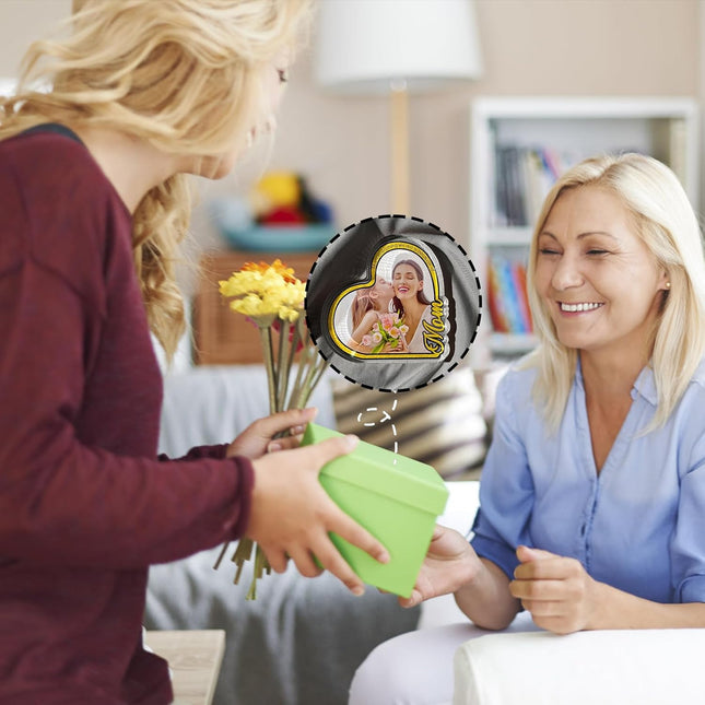 UUBAO Custom Mother‘s Day Personalized Acrylic Plaque with Photos Name Gifts for Mom (Heart Gold)