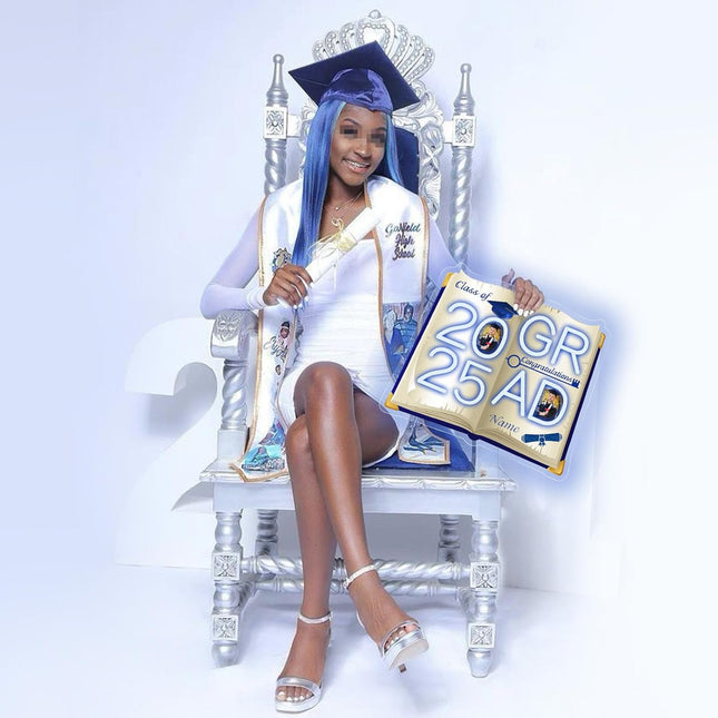 UUBAO Personalized Graduation Gift Neon Signs Congrats Grad LED Light Signs with Photo 2025 Party Backdrop Light Sign Decor (Navy Blue)