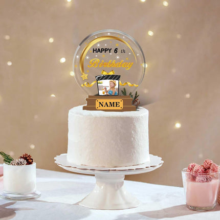 UUBAO Customized Birthday Gift Acrylic Plaque Custom Picture Crystal Desktop Keepsake Gift Birthday Decorations(Yellow)