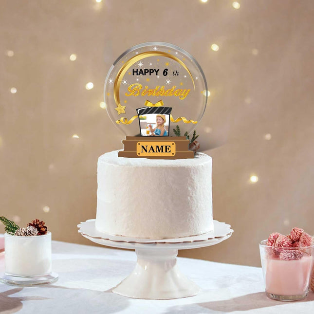 UUBAO Customized Birthday Gift Acrylic Plaque Custom Picture Crystal Desktop Keepsake Gift Birthday Decorations(Yellow)