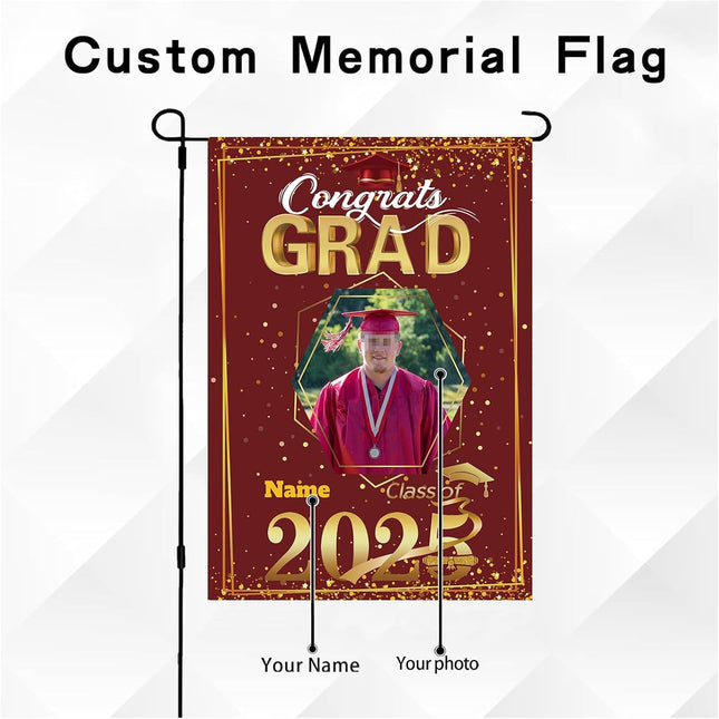 UUBAO Custom Graduation Garden Flag with Photo Class of 2025 Congrats Grad Double Sided Yard Flag Decorative Gifts (Maroon)