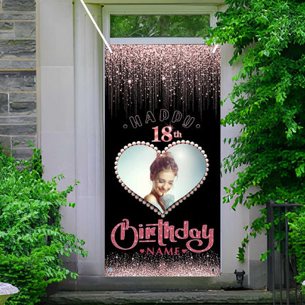UUBAO Custom Happy Birthday Door Banner Backdrop Birthday Decorations Party Supplies for Women Men(Pink)