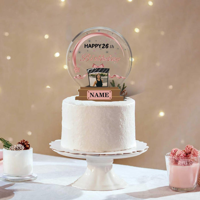 UUBAO Customized Birthday Gift Acrylic Plaque Custom Picture Crystal Desktop Keepsake Gift Birthday Decorations(Pink)