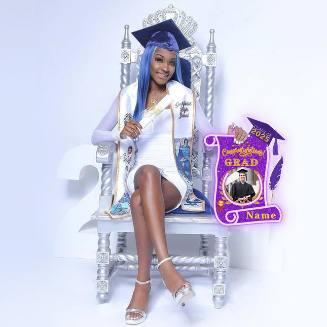 UUBAO Custom Graduation Gift LED Neon Signs Class of 2025 Personalized Photo Congrats Grad USB Powered (Purple)