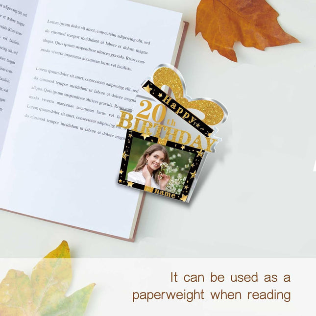 UUBAO Customized Birthday Gift Acrylic Plaque Custom Picture Crystal Desktop Keepsake Gift Birthday Decorations(Yellow)