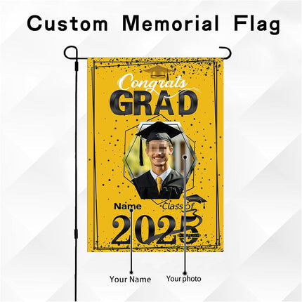 UUBAO Custom Graduation Garden Flag with Photo Class of 2025 Congrats Grad Double Sided Yard Flag Decorative Gifts (Yellow)