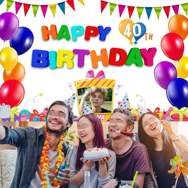 UUBAO Custom Colorful Happy Birthday Decoration Banner Personalized with Photos and Names