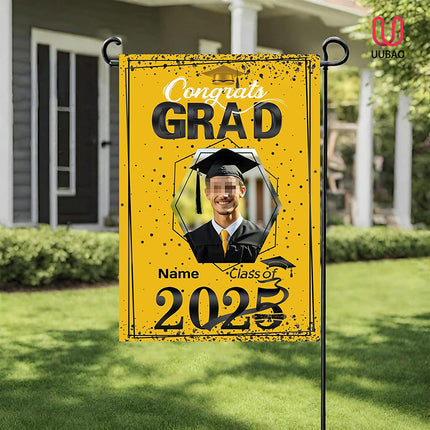 UUBAO Custom Graduation Garden Flag with Photo Class of 2025 Congrats Grad Double Sided Yard Flag Decorative Gifts (Yellow)