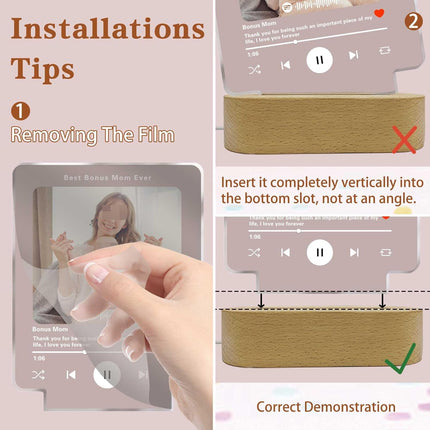 UUBAO Customized Acrylic LED Night Light Lamp Personalized Mother's Day Gifts for Bonus Mom