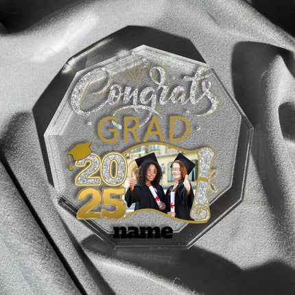 UUBAO Personalized Graduation Gift Class of 2025 Desk Paperweight Farewell Memorial Decorative Signs Plaques with Photo (Champagne)