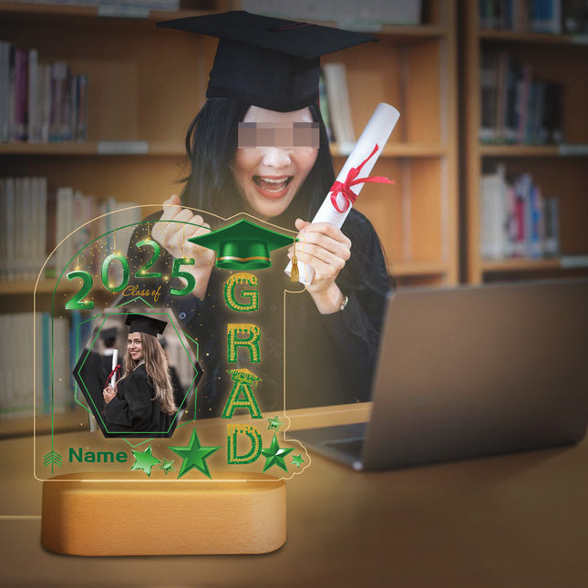 UUBAO Graduation Gifts Personalized Night Light Class of 2025 Custom Photo Name Gifts for Him Her Gifts for College, High School (Dark Green)