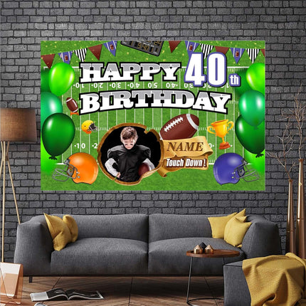 UUBAO Custom Football Theme Birthday Decorations Banner Personalized Fabric Banner for Birthday Party Supplies