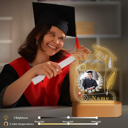 UUBAO Personalized Night Light Class of 2025 Graduation Gift for Junior High School College Teachers and Classmates(Champagne)