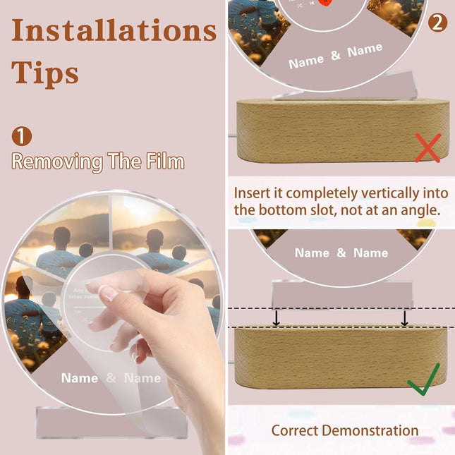 UUBAO Custom Acrylic Night Light Gifts Personalized Father's Day Gifts Acrylic LED Custom Photo Name for Dad