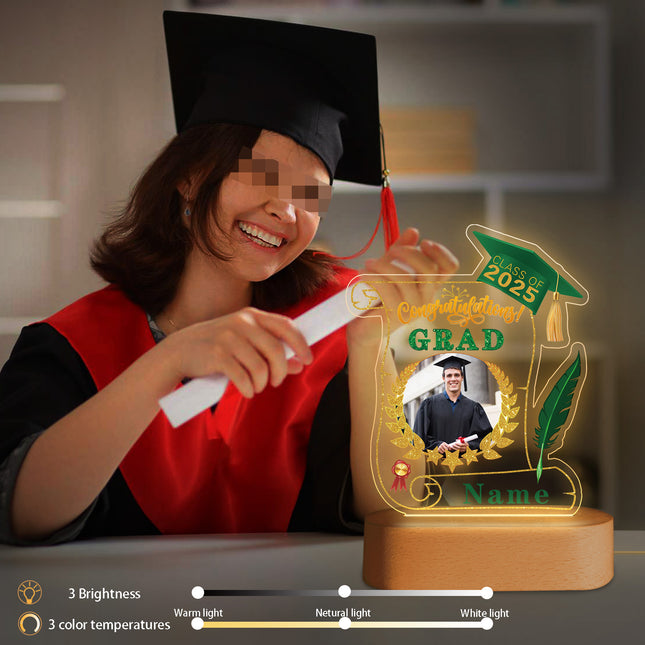 UUBAO Personalized Night Light Class of 2025 Graduation Gift for Junior High School College Teachers and Classmates(Dark Green)