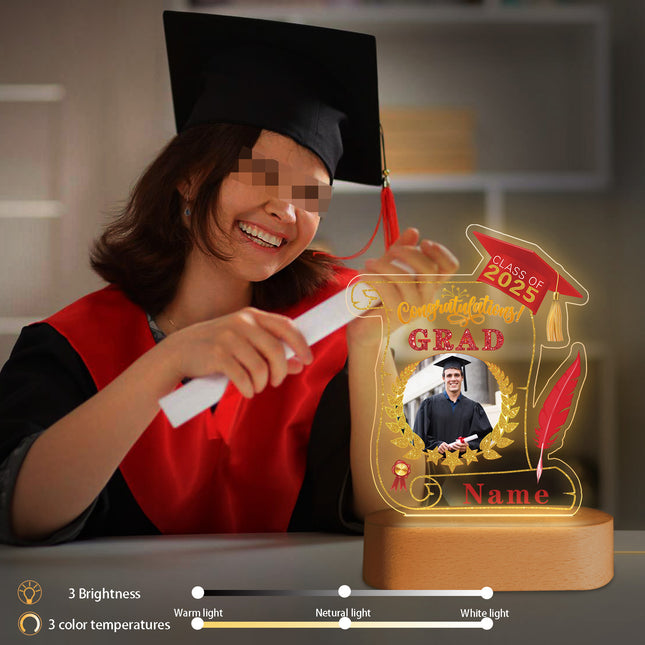 UUBAO Personalized Night Light Class of 2025 Graduation Gift for Junior High School College Teachers and Classmates(Red)