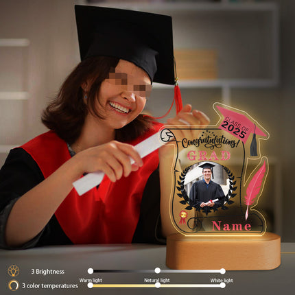 UUBAO Personalized Night Light Class of 2025 Graduation Gift for Junior High School College Teachers and Classmates(Pink)