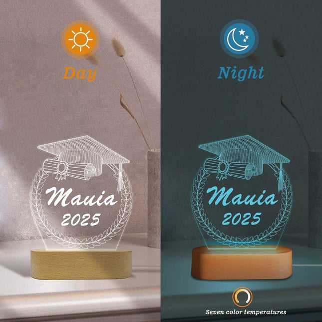 UUBAO Personalized Graduation Lamp Gifts Class of 2025 Custom Name College(Ear of Wheat)